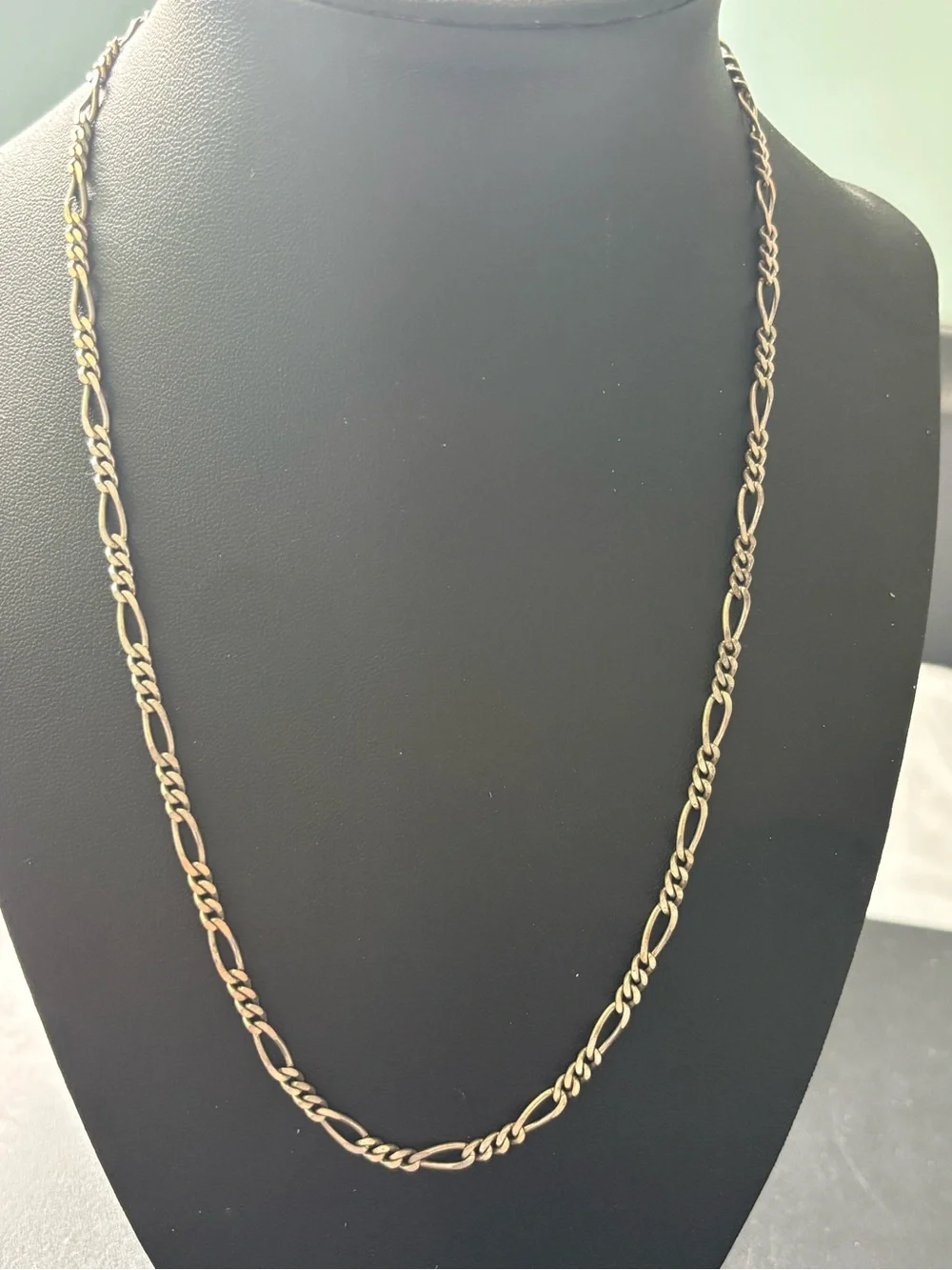 .925 sterling silver FIGARO CHAIN LINK NECKLACE thick lobster clasp UNISEX 19”